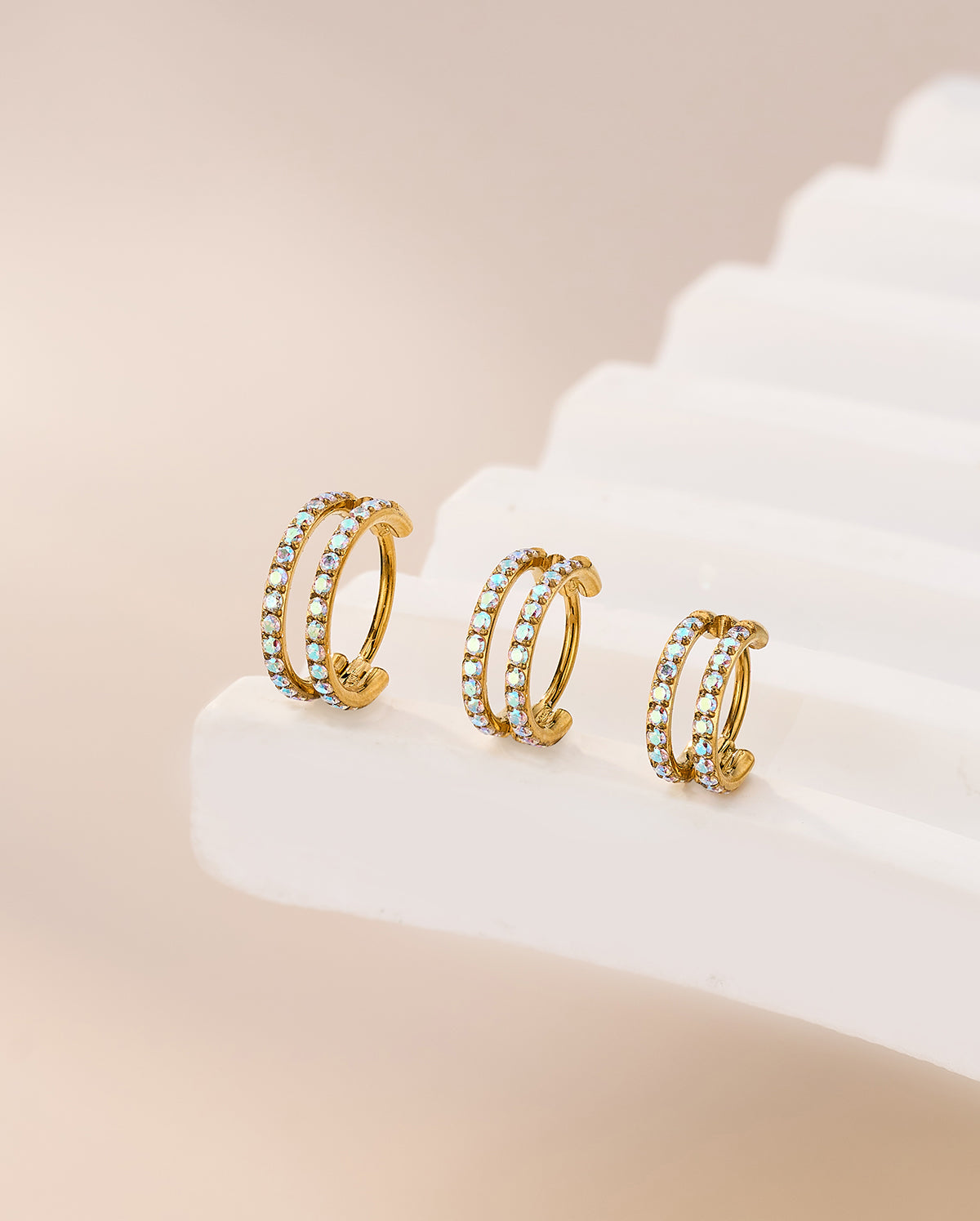 20G Double Row AB CZ Segment Nose Hoop