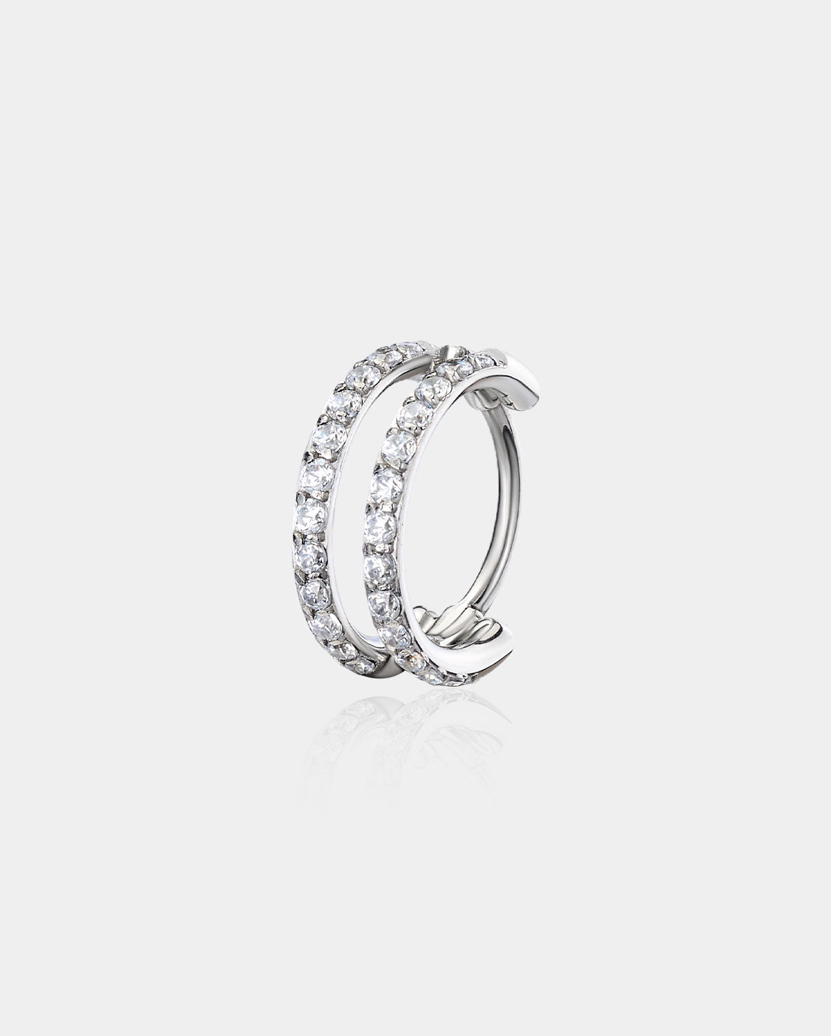 silver double row nose hoop
