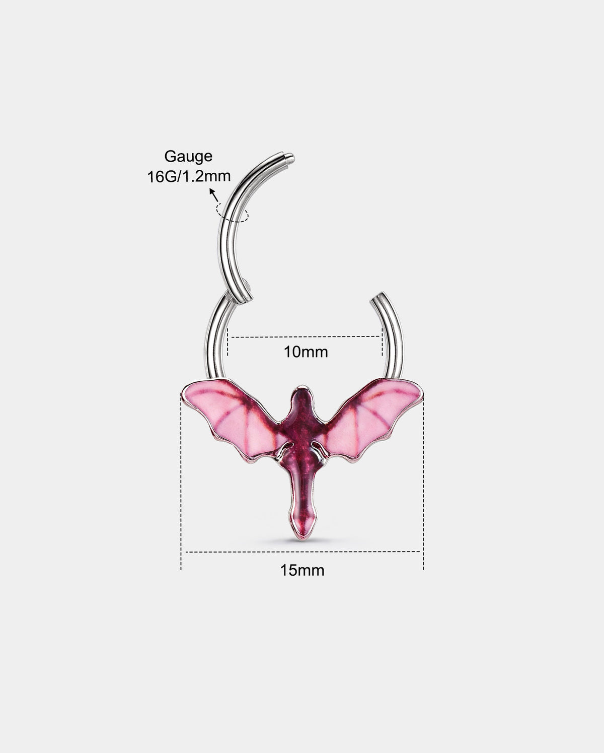 Pink Pterodactyl Hinged Segment Septum Ring