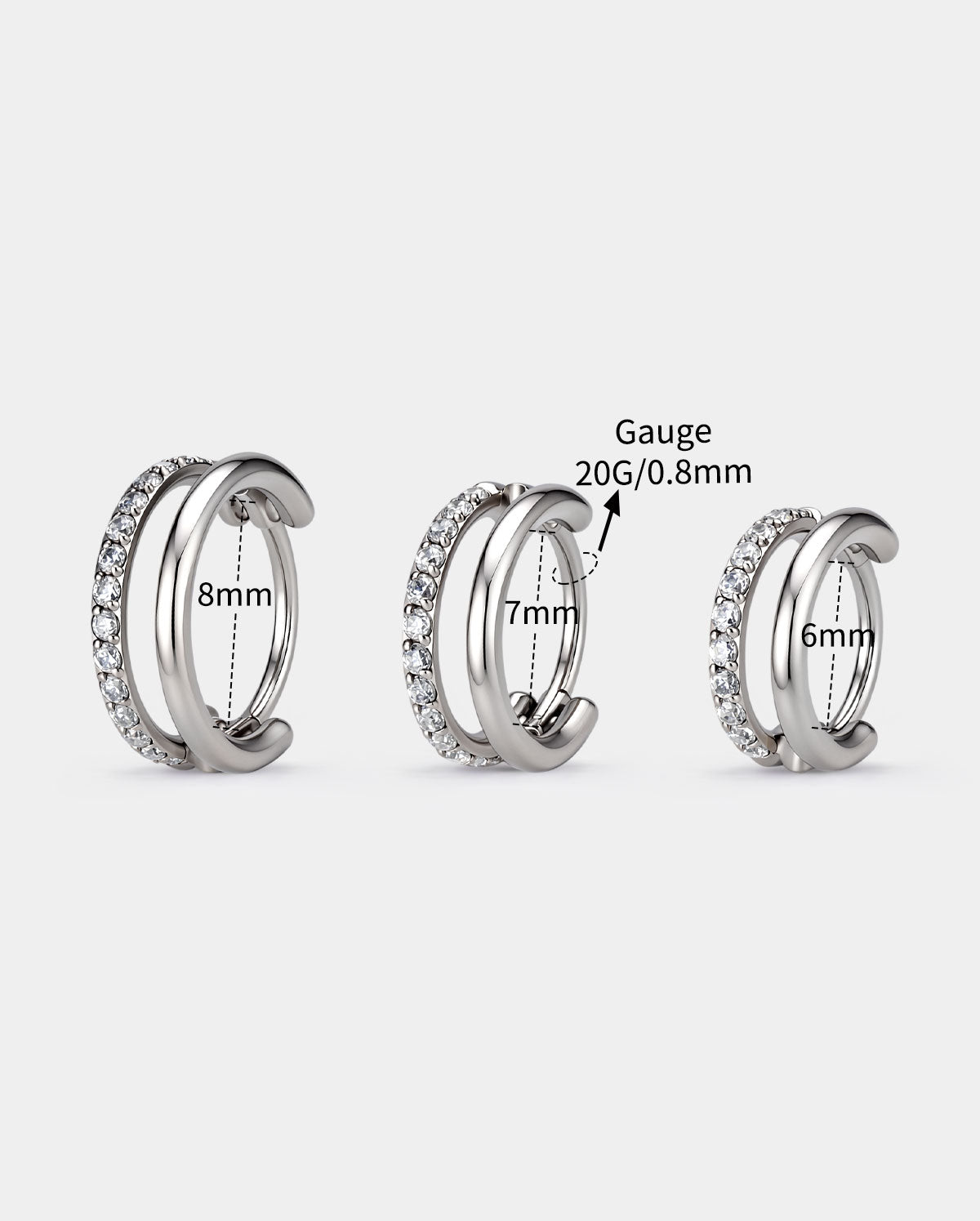 20G Double Row CZ Nostril Hoop