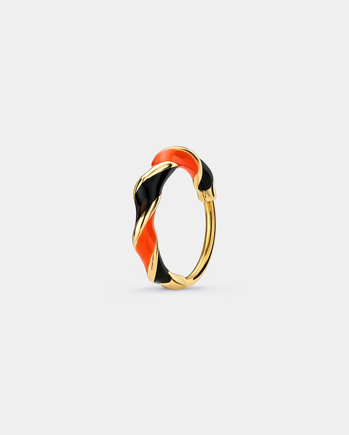 Black Orange Enamel Twisted Segment Nose Hoop