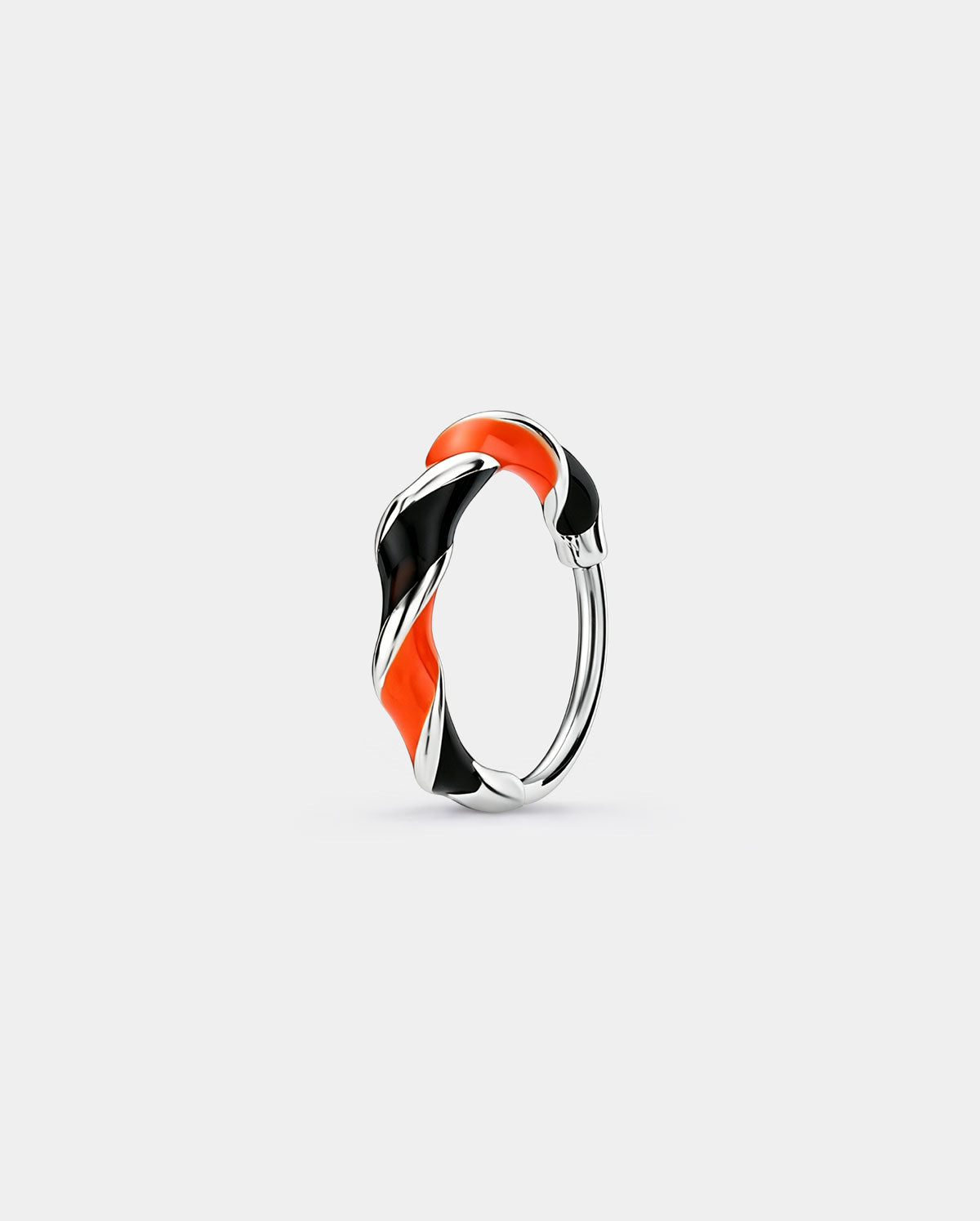 Black Orange Enamel Twisted Segment Nose Hoop