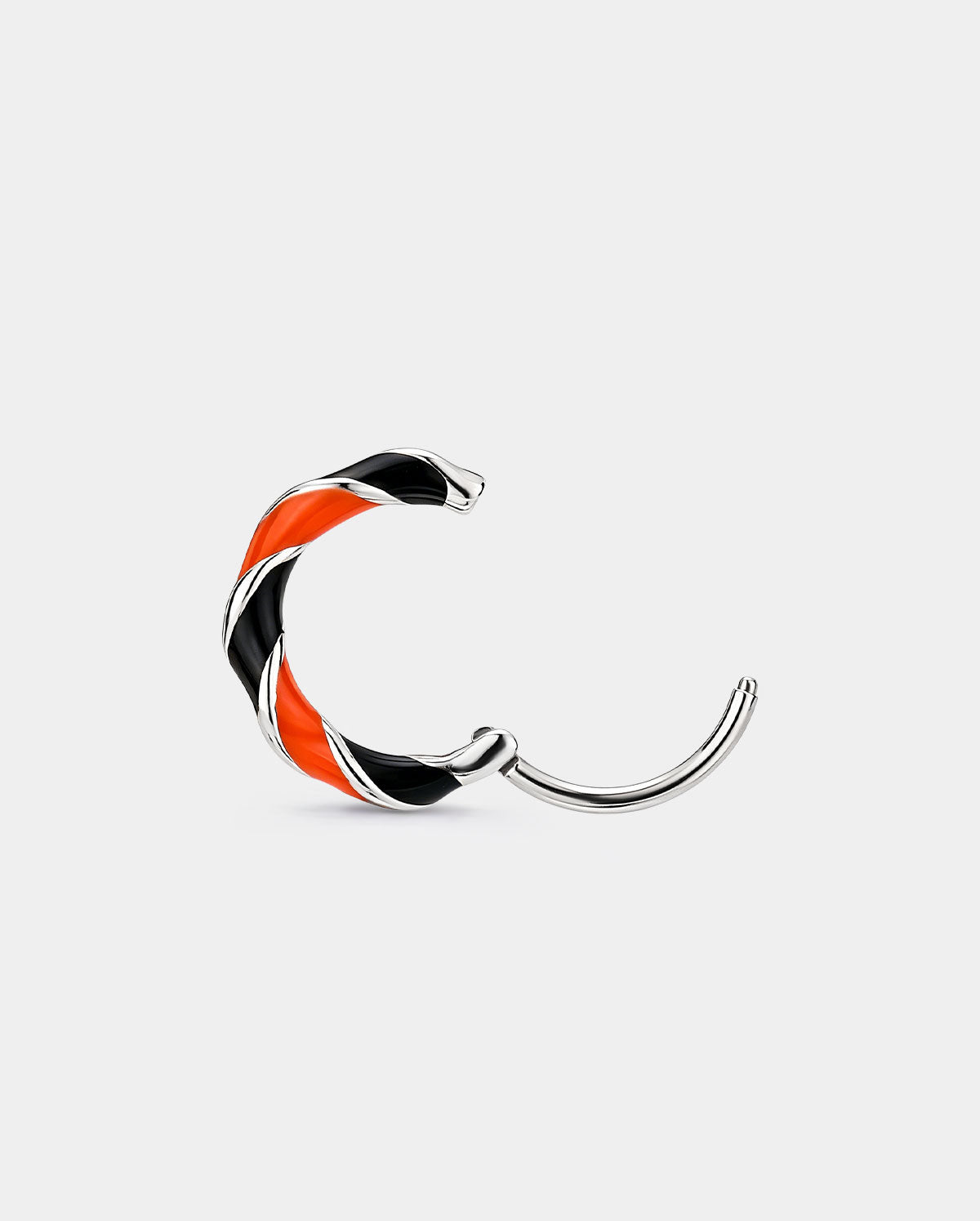 Black Orange Enamel Twisted Segment Nose Hoop