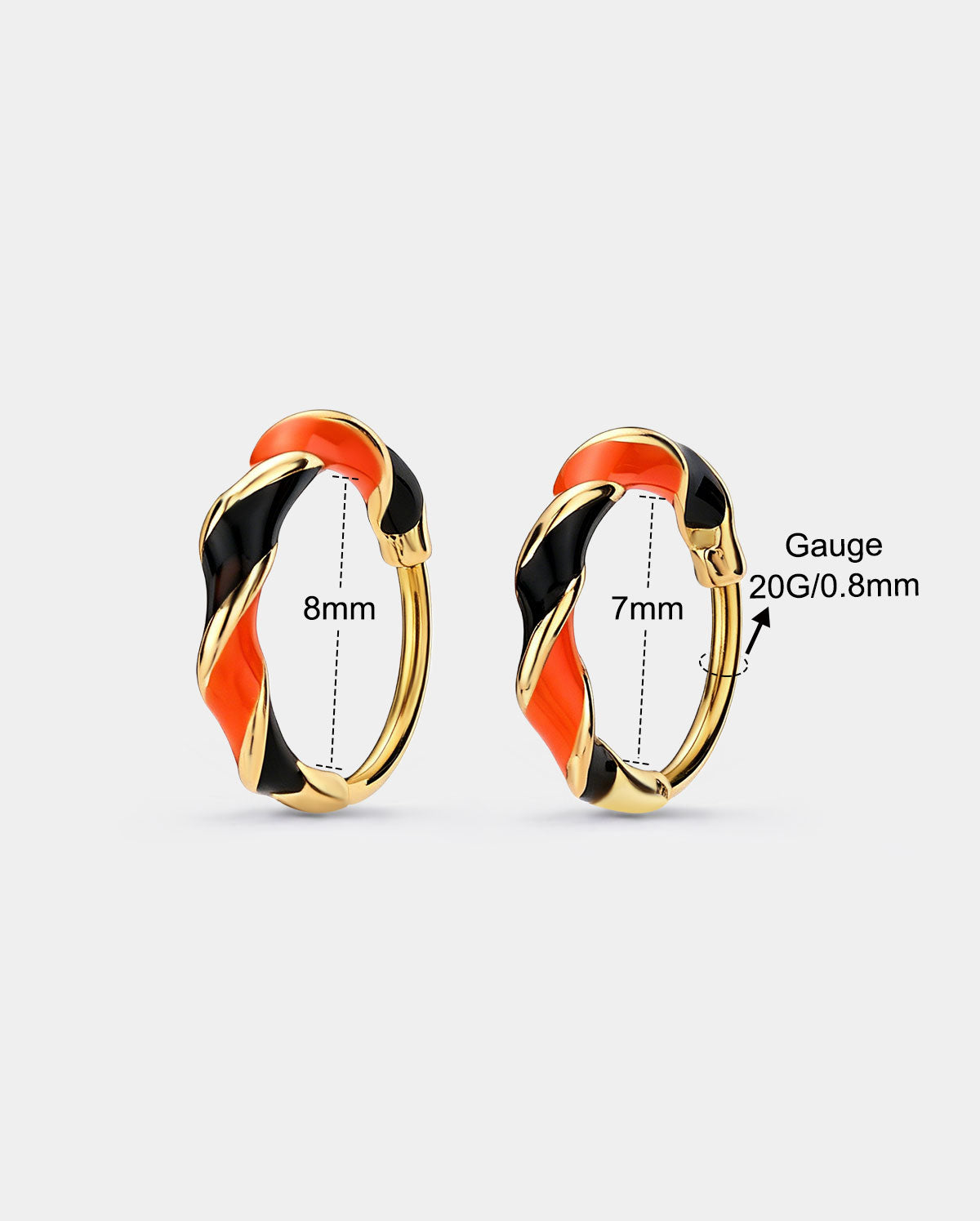 Black Orange Enamel Twisted Segment Nose Hoop