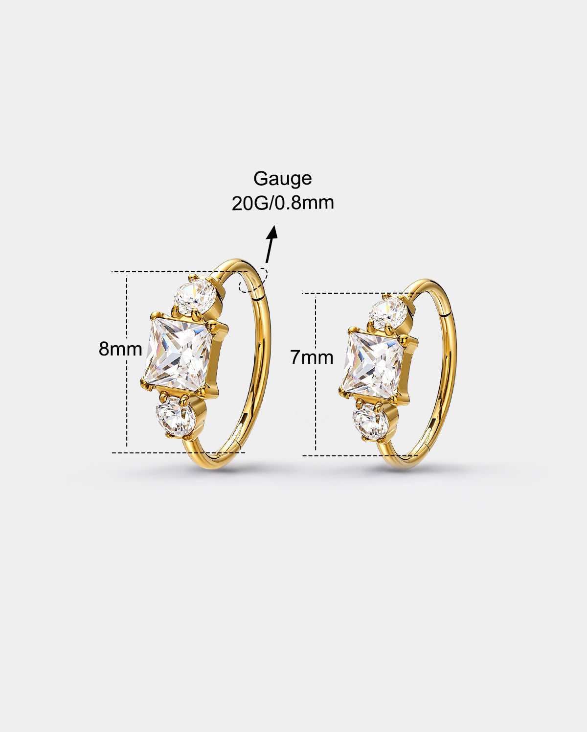 OUFER Square & Round CZ Nostril Hoop