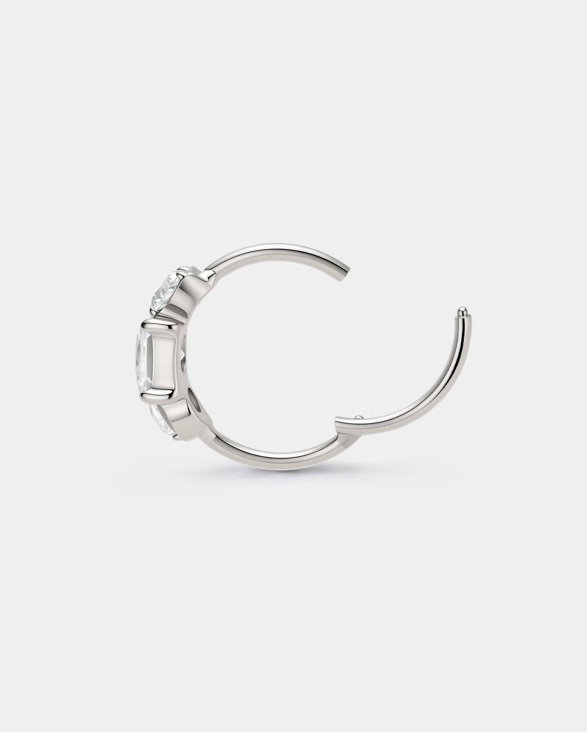 hinged segment Square & Round CZ Nostril Hoop