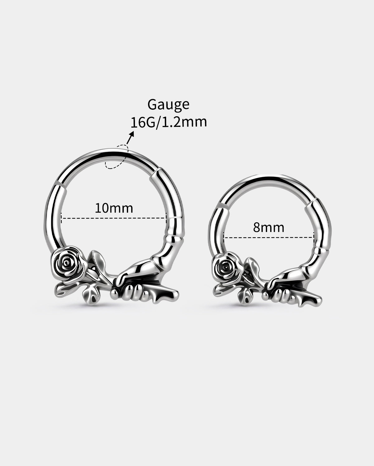Skull Hand Rose Segment Septum Ring
