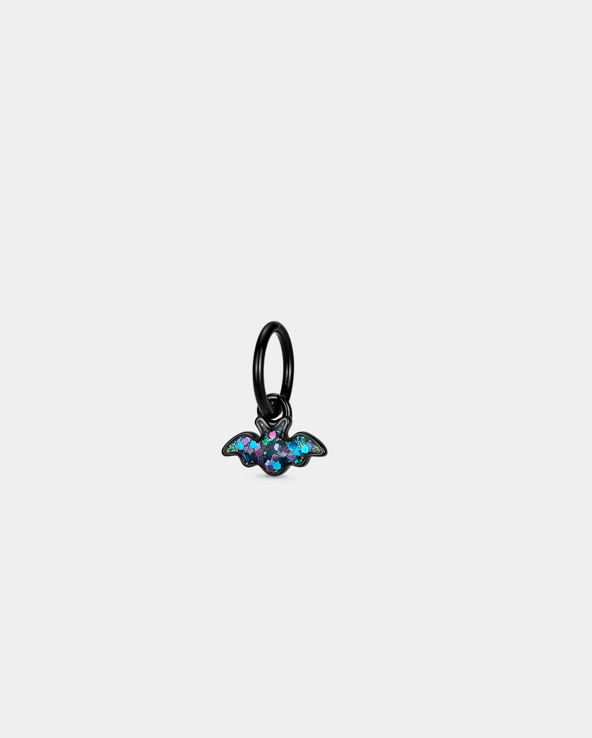 Black Glitter Bat Dangle Rook Earring