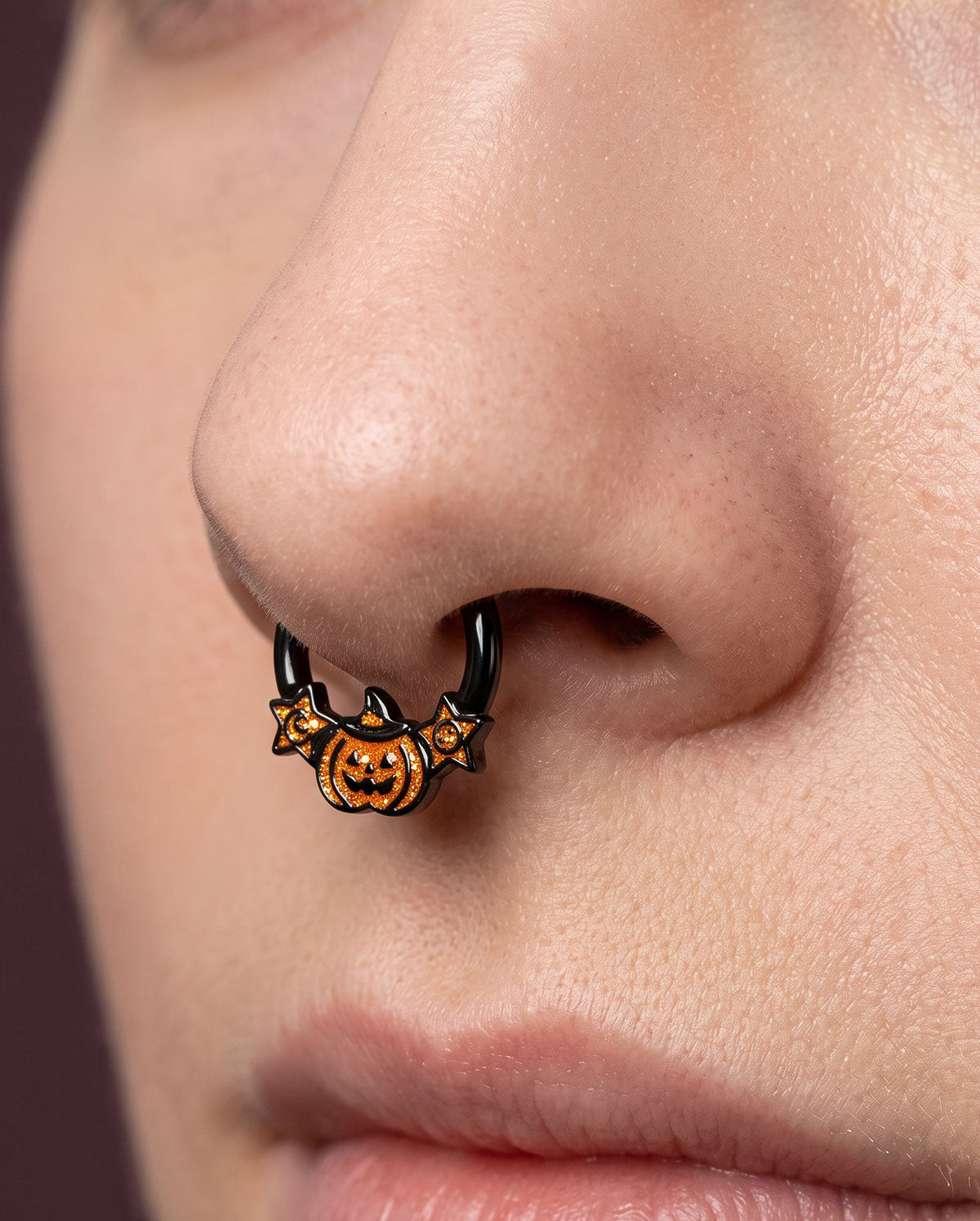 Pumpkin Glitter Star Septum Ring