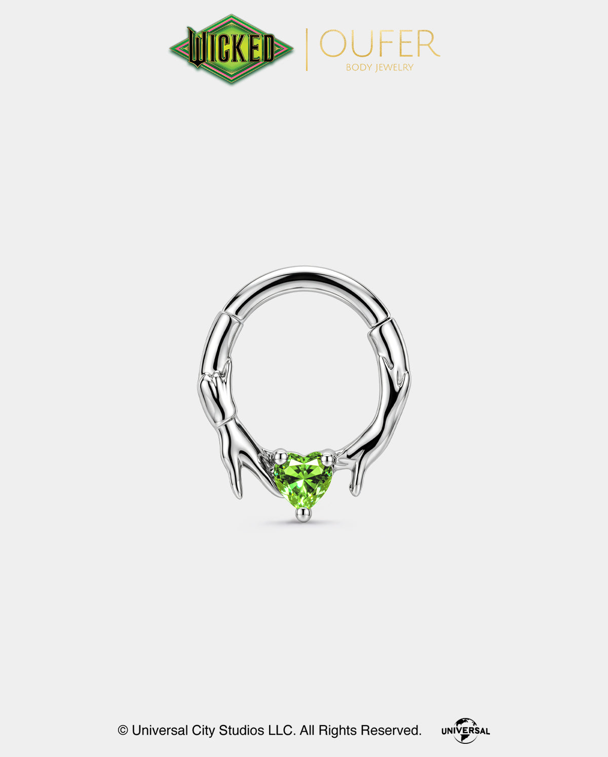 wicked green heart septum ring 