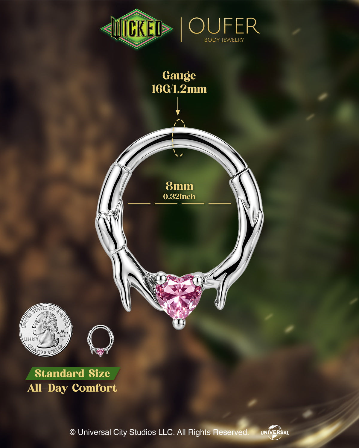 OUFER × WICKED Hand-Linked Heart Septum Ring