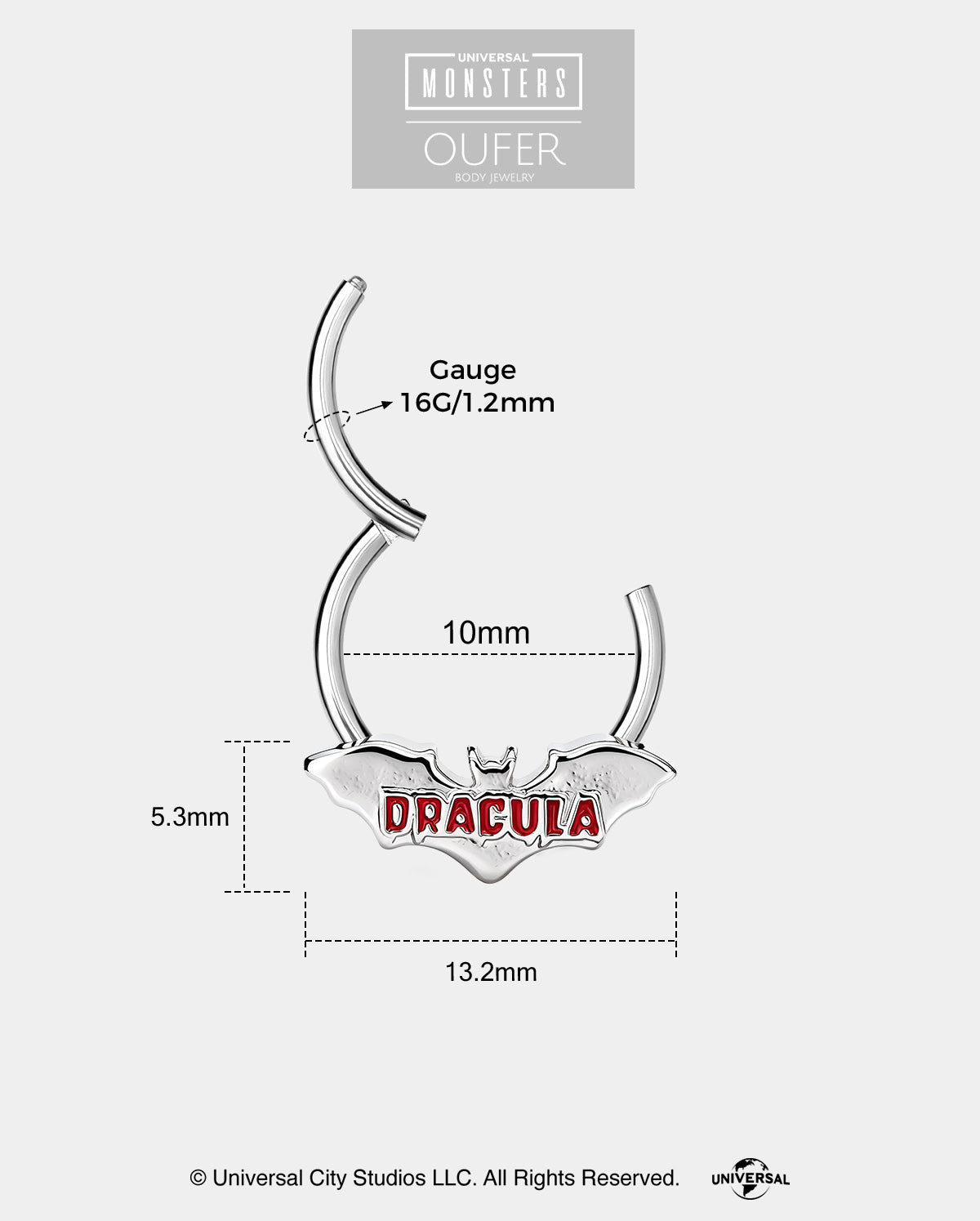 MONSTER × OUFER DRACULA Sliver Bat Septum Ring