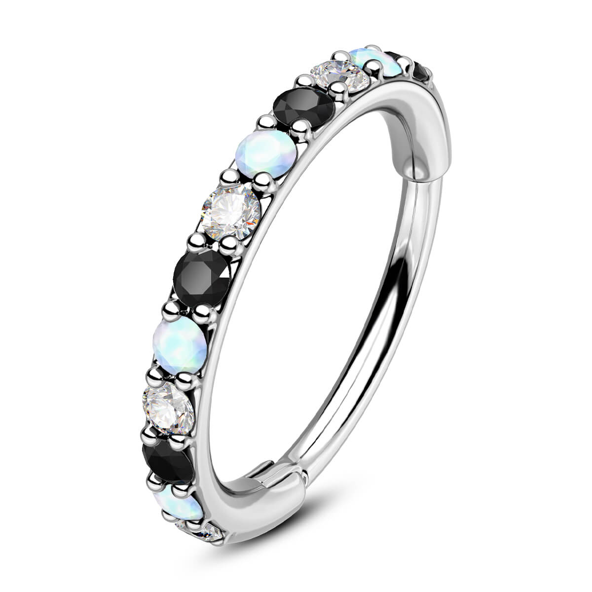 CZ and opal nose ring
