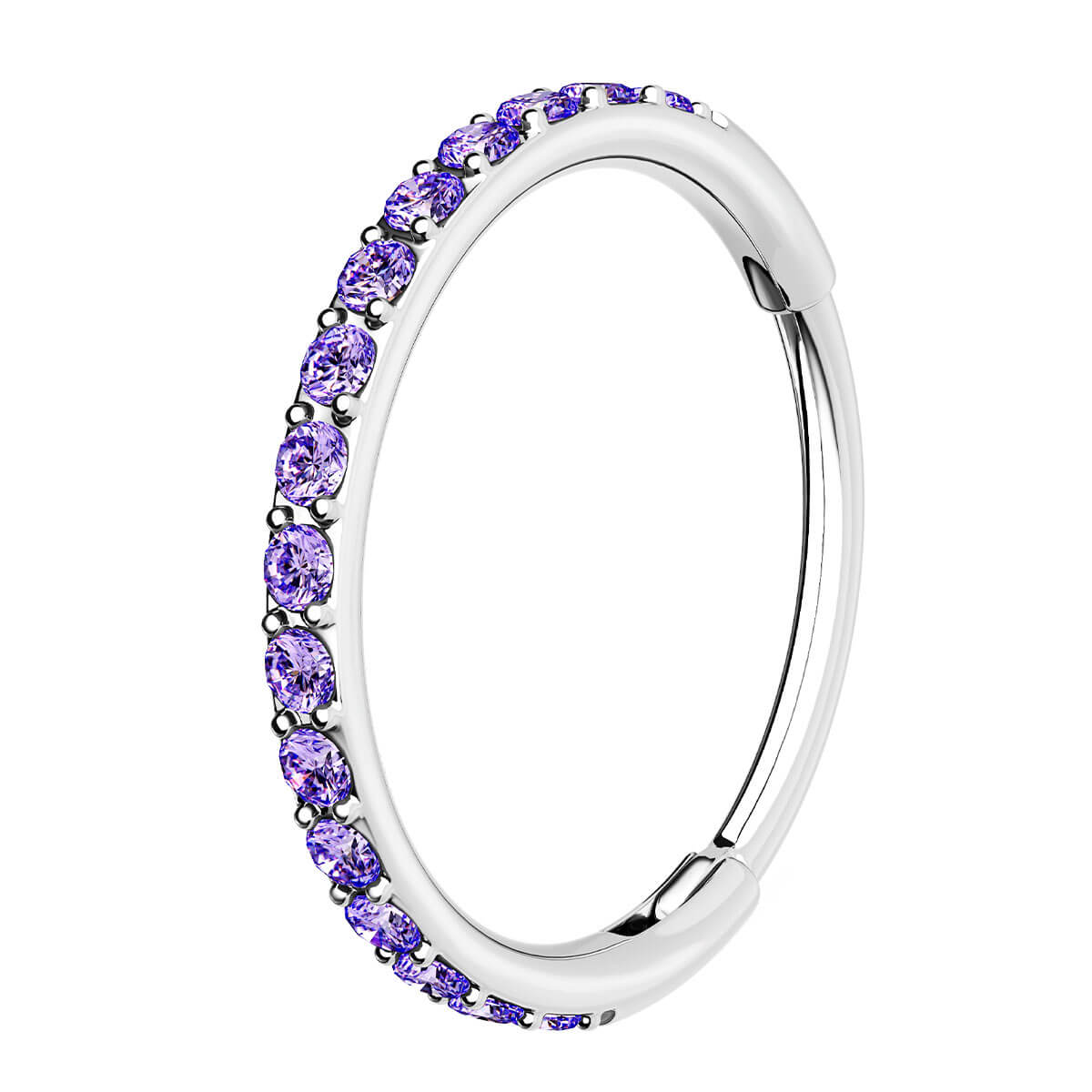 20G Purple CZ Hinged Segment Nose Ring