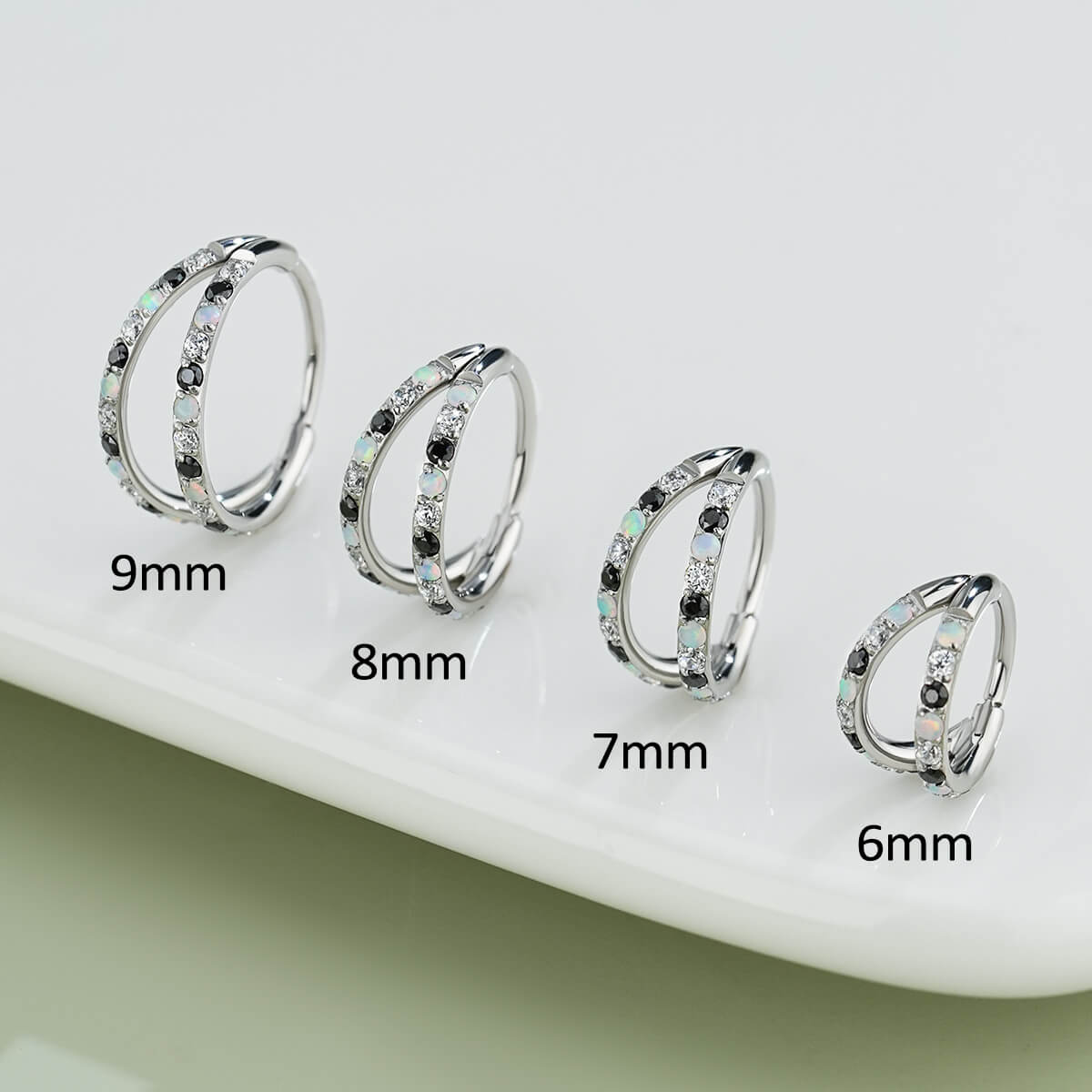 6mm double opal nose ring 
