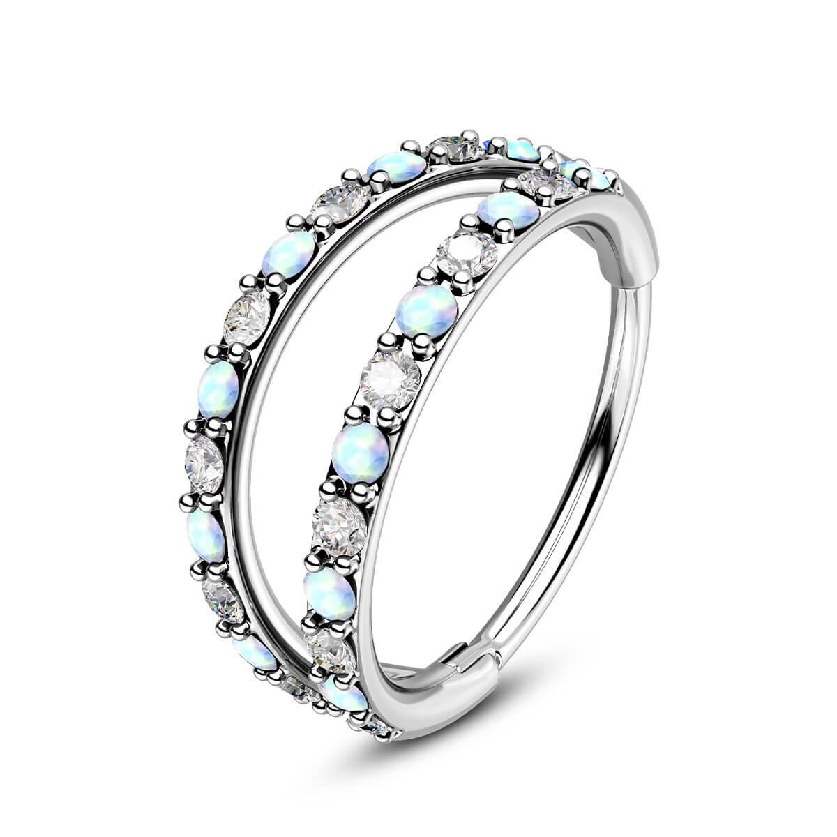 double opal nose ring 