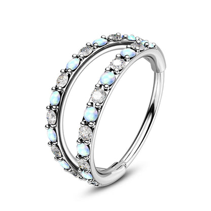 double opal nose ring 