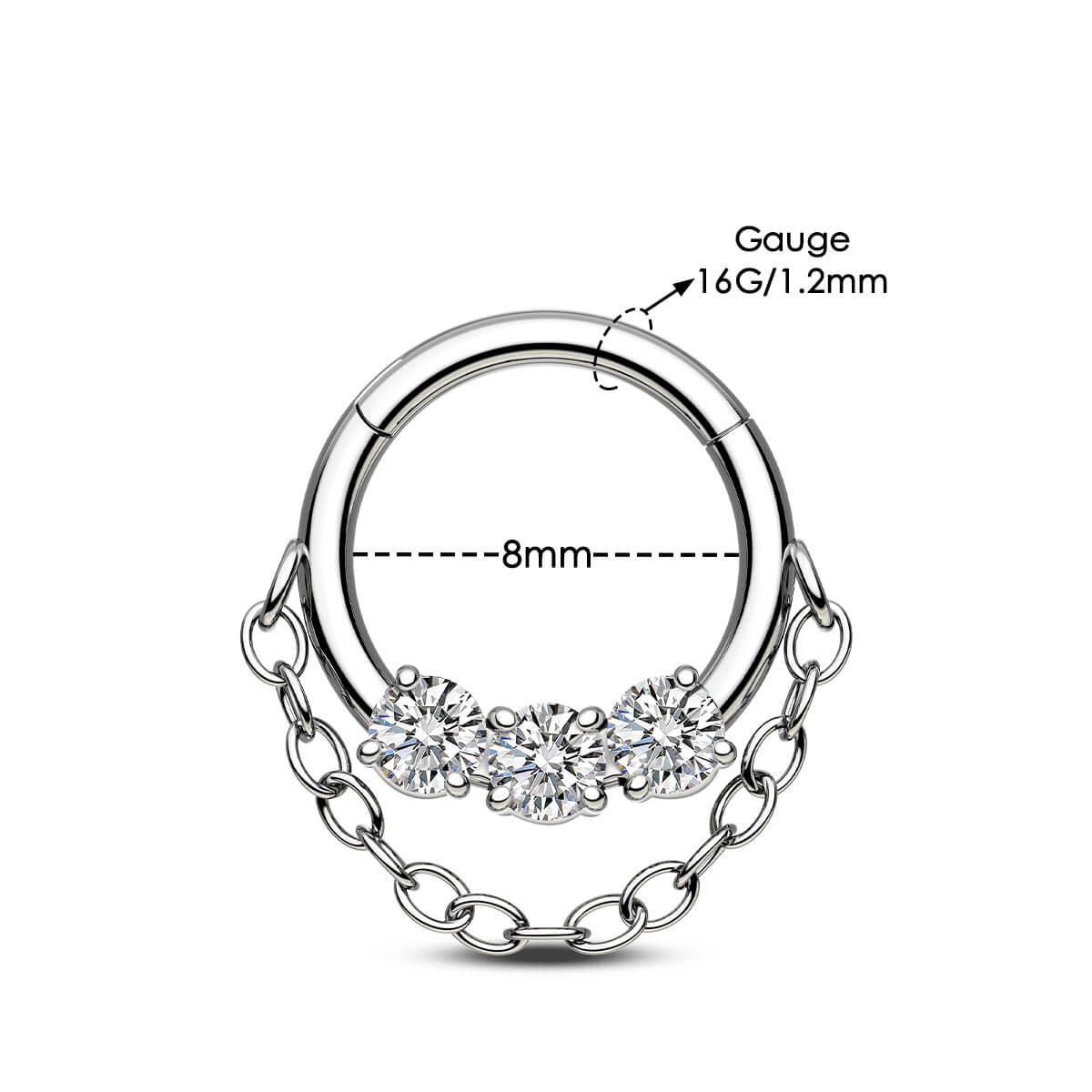 8mm chain septum ring