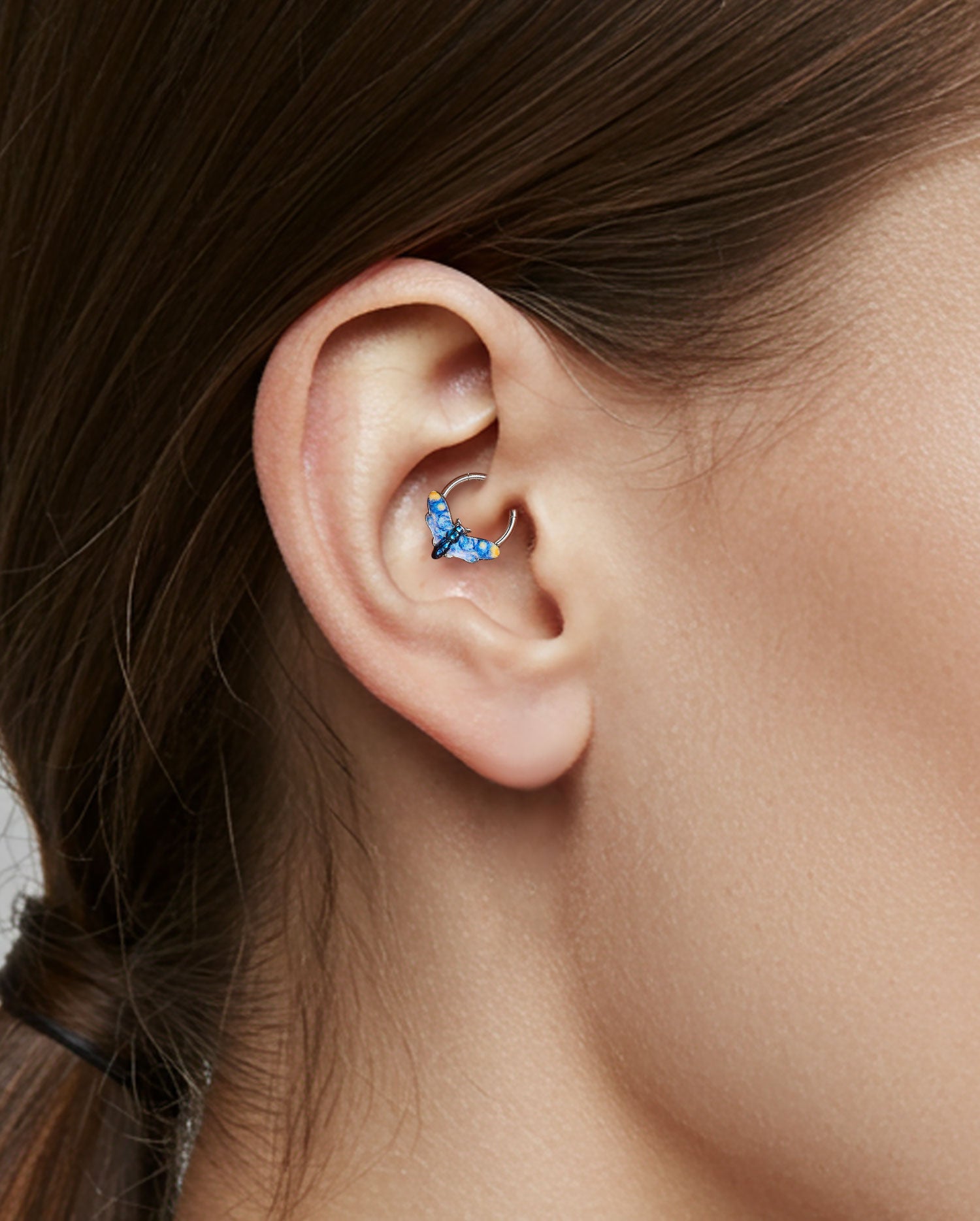 Starry Night Moth daith piercing
