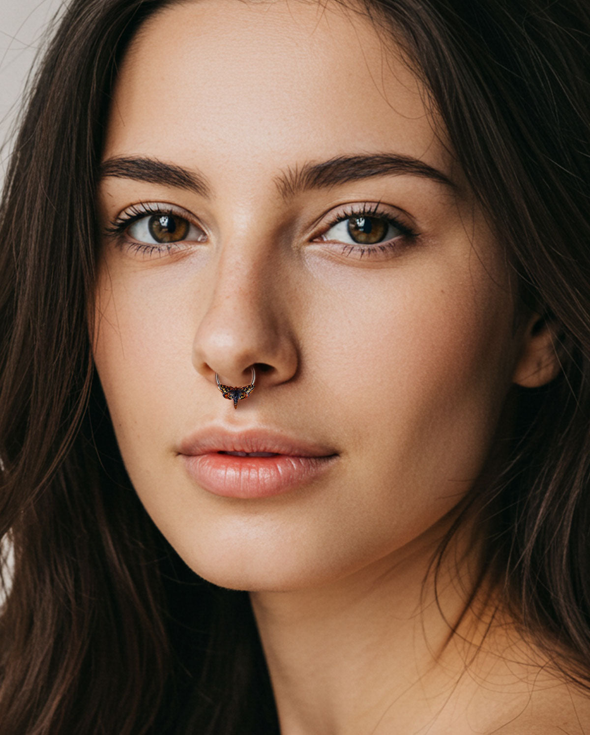 Orange Moth Daith Septum Ring