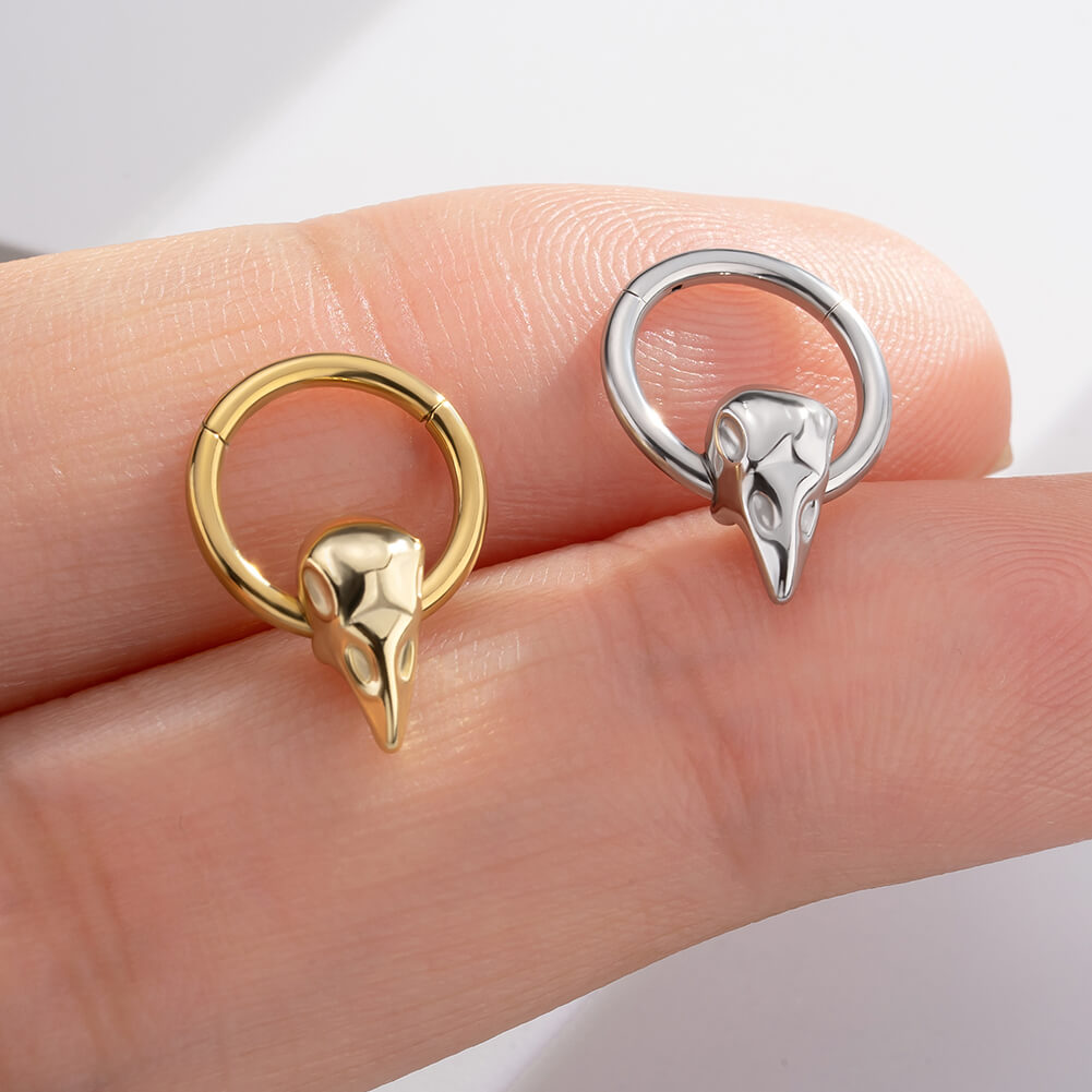 oufer bird head skull septum ring 