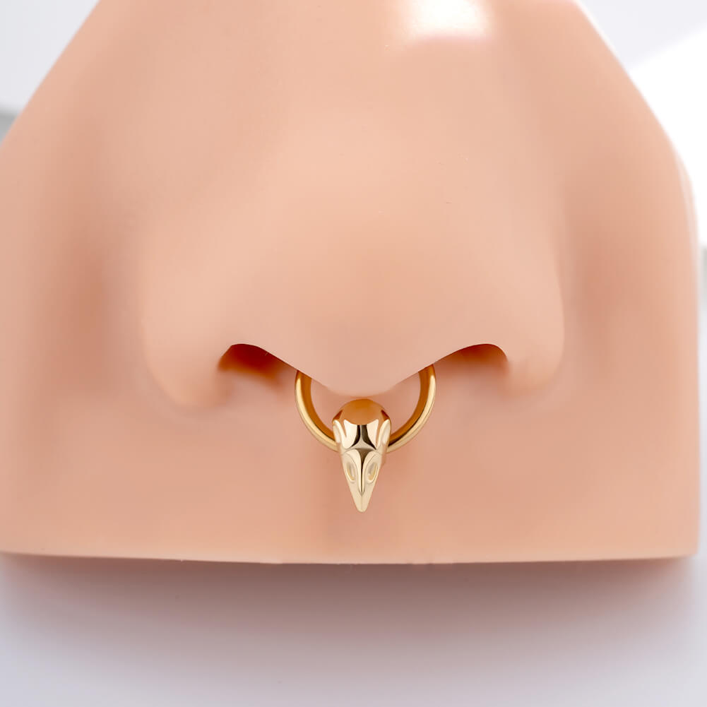 bird head skull septum piercing