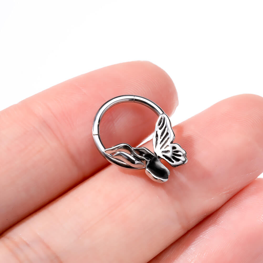 flamed butterfly septum ring