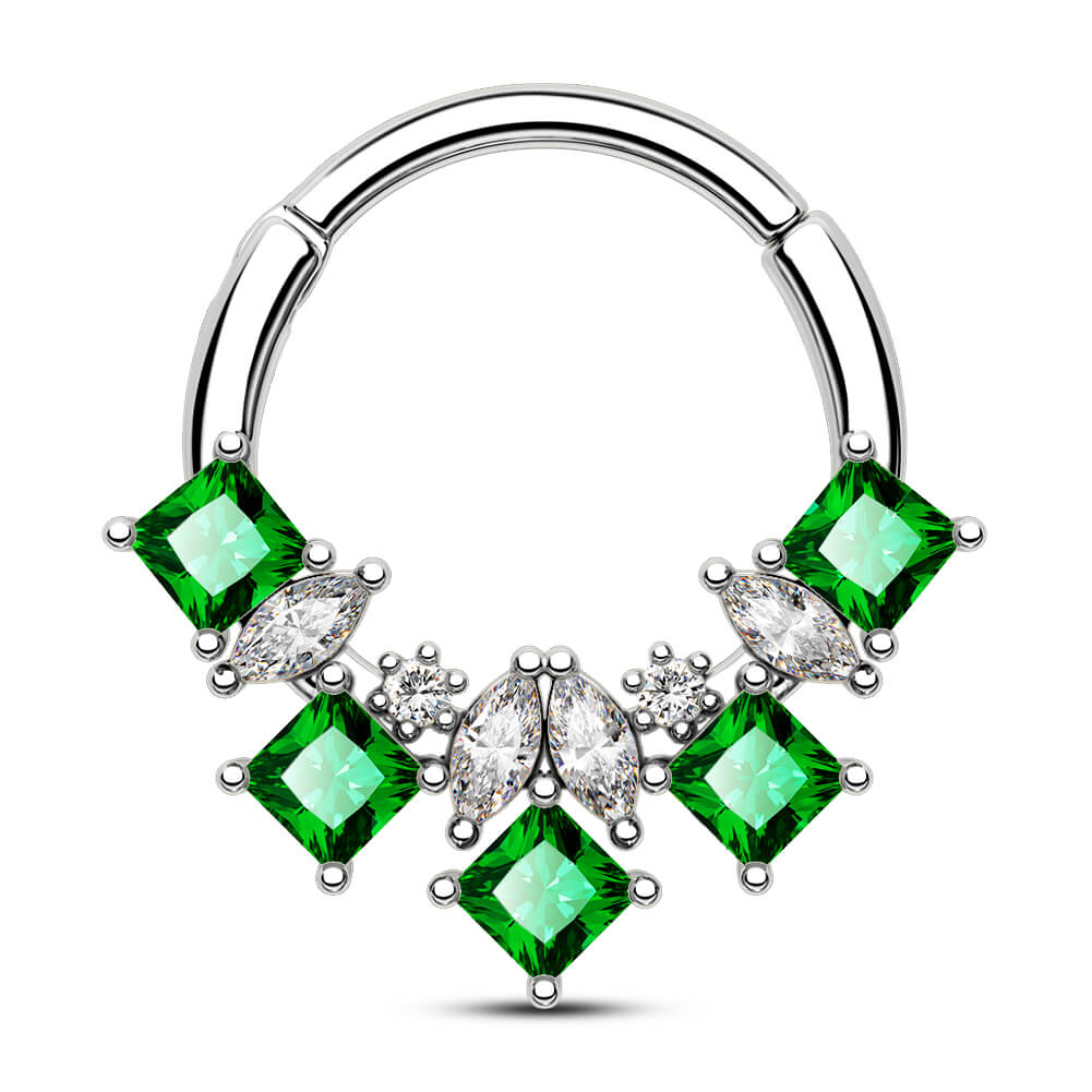 oufer green gemstone septum ring