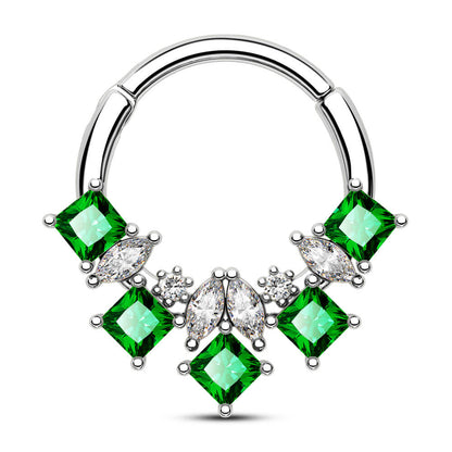 oufer green gemstone septum ring