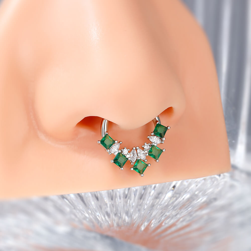 green gemstone septum ring