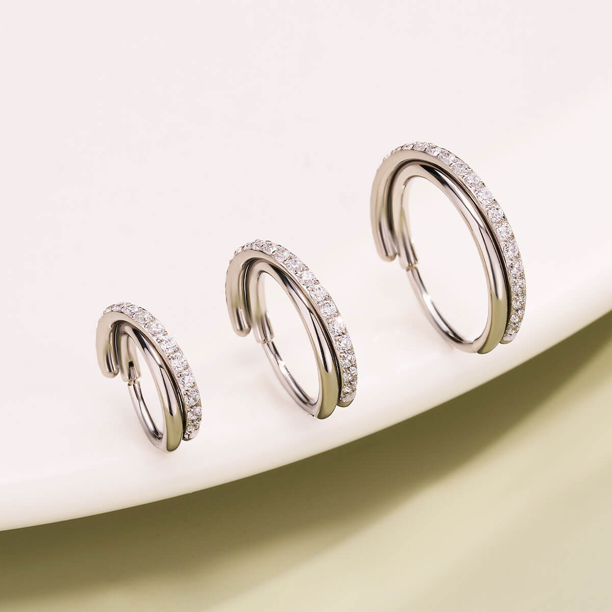 20G Crossed CZ Segment Nose Ring