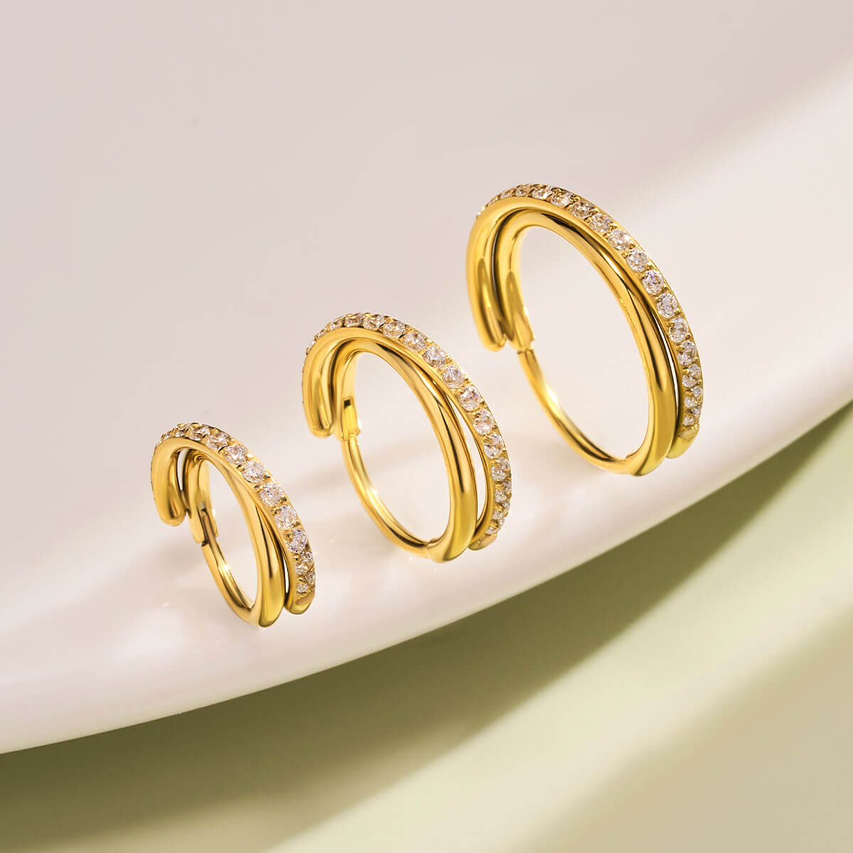 20G Crossed CZ Segment Nose Ring