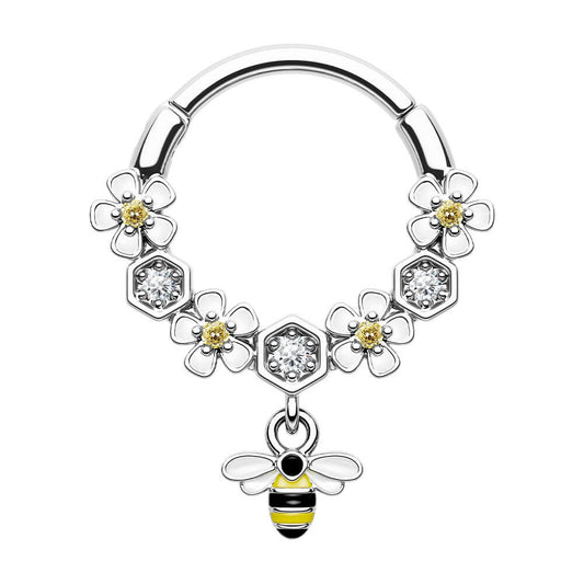 oufer flower and bee septum ring