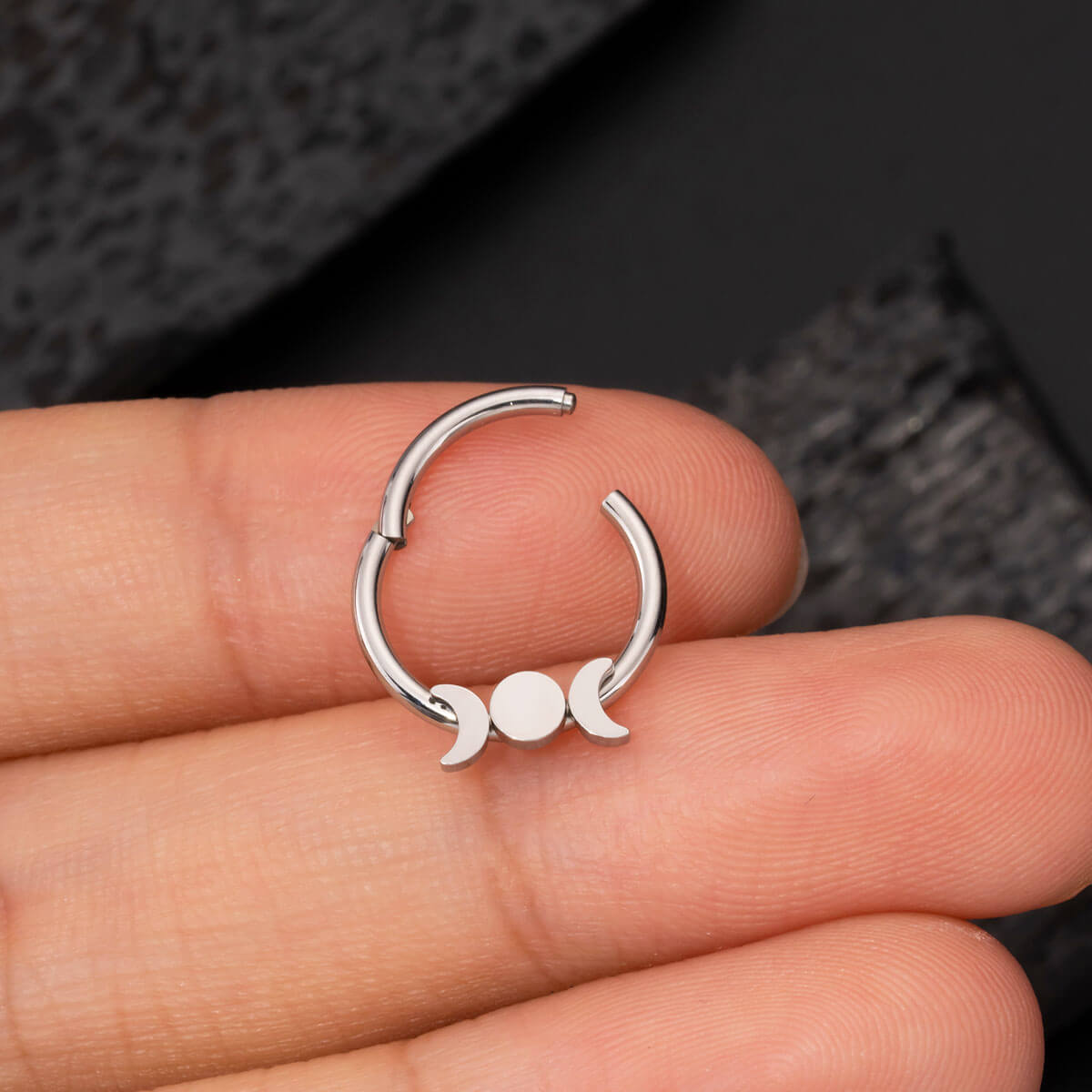 stainless steel moonphase septum ring 