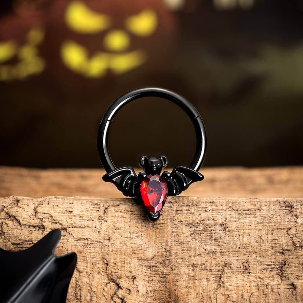 bat black and red septum ring