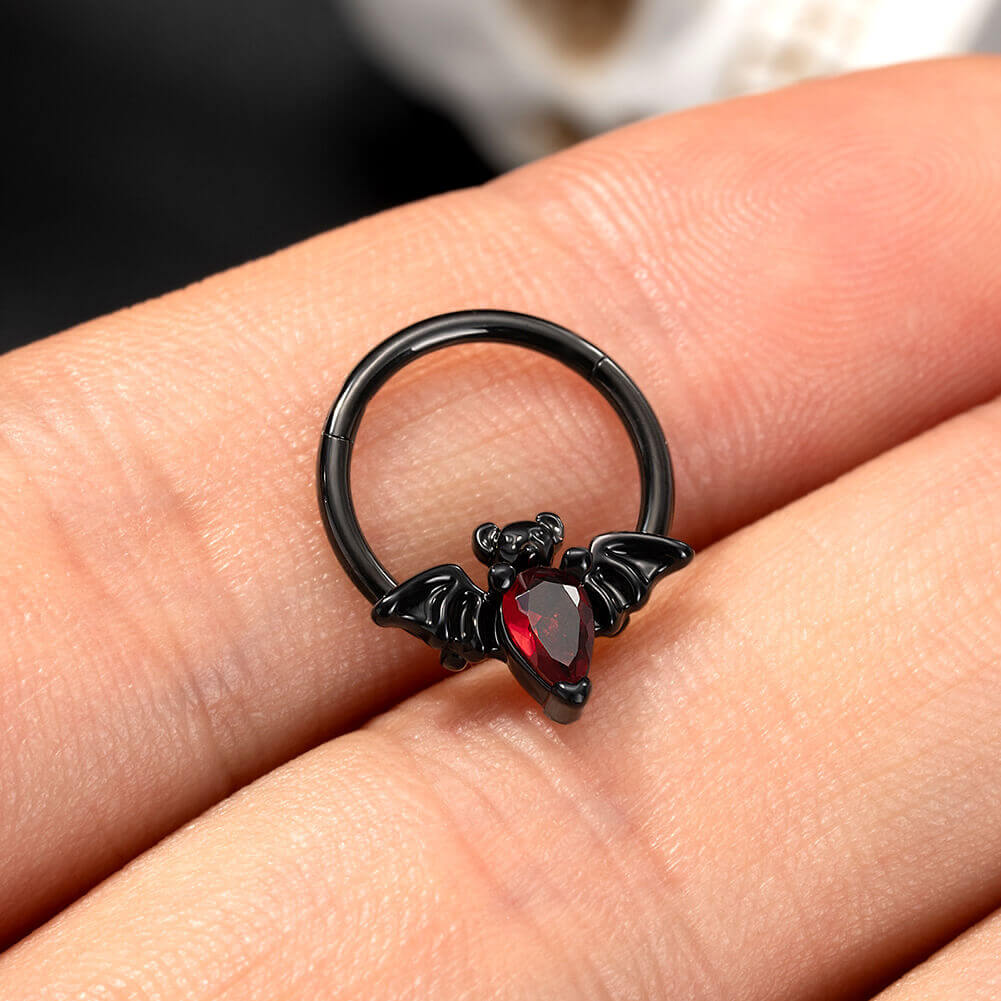 black and red septum ring