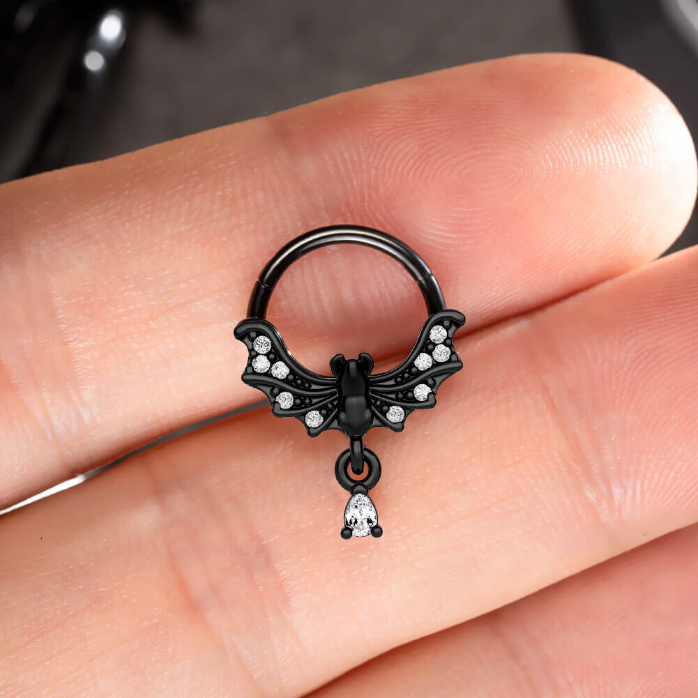 oufer black bat septum ring 