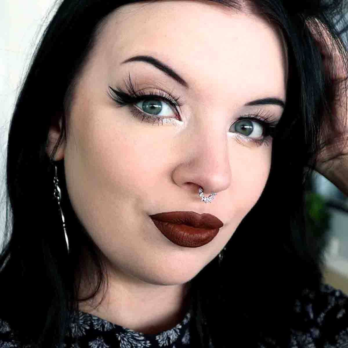 Rose Love Heart CZ Gem Clicker Septum Ring