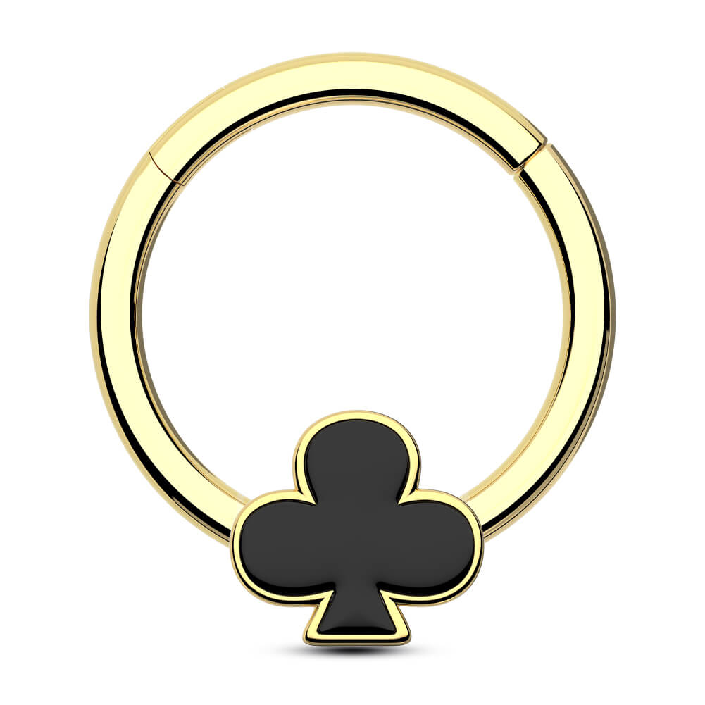 club poker card gold septum ring