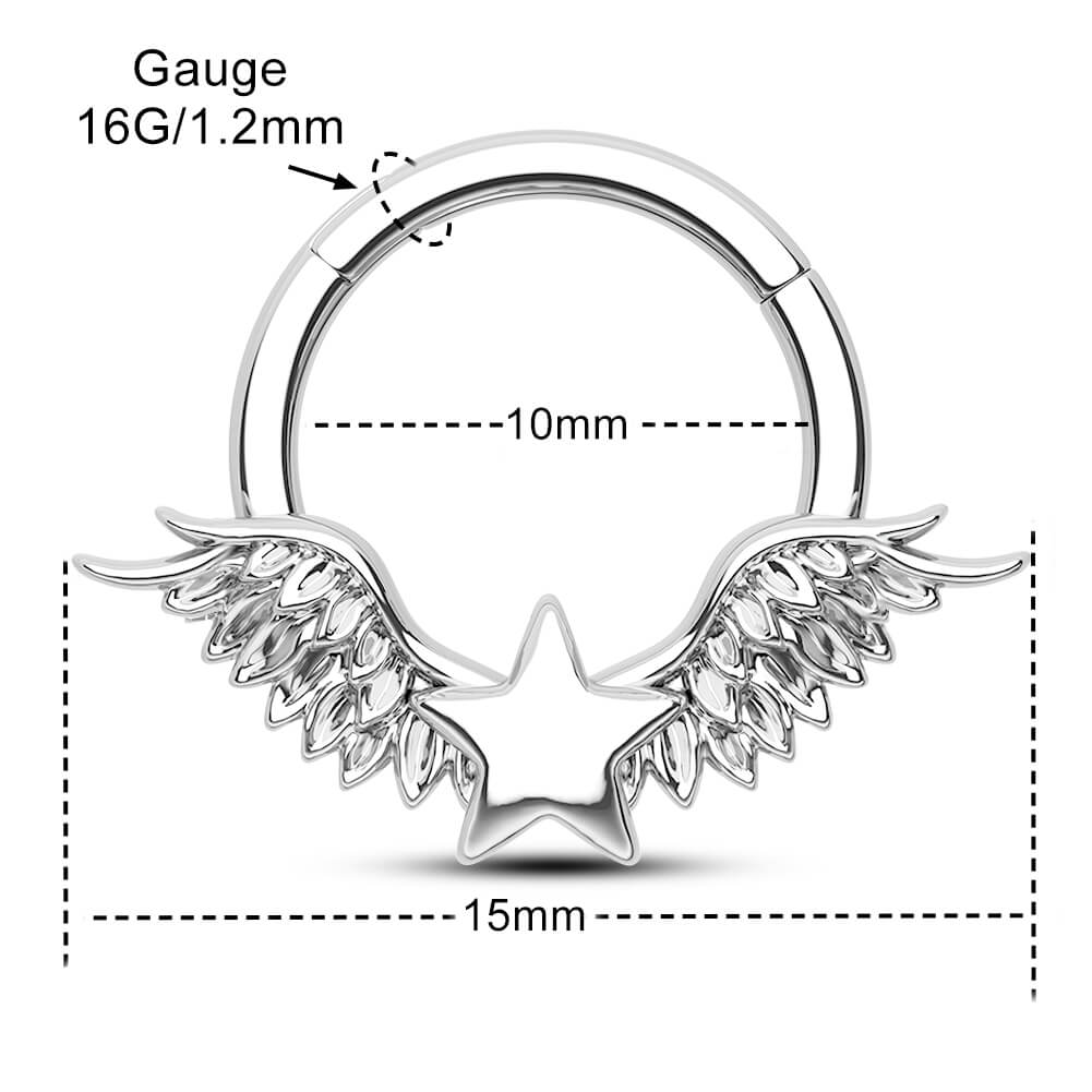 10mm wing and star septum ring