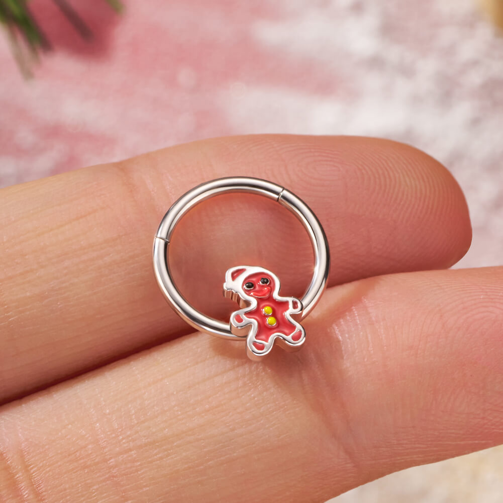 red gingerbread christmas septum ring