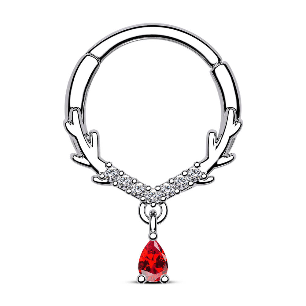 red gemstone antler septum ring