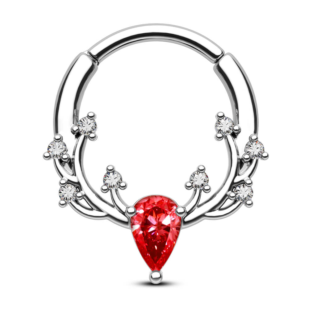 red gemstone septum ring