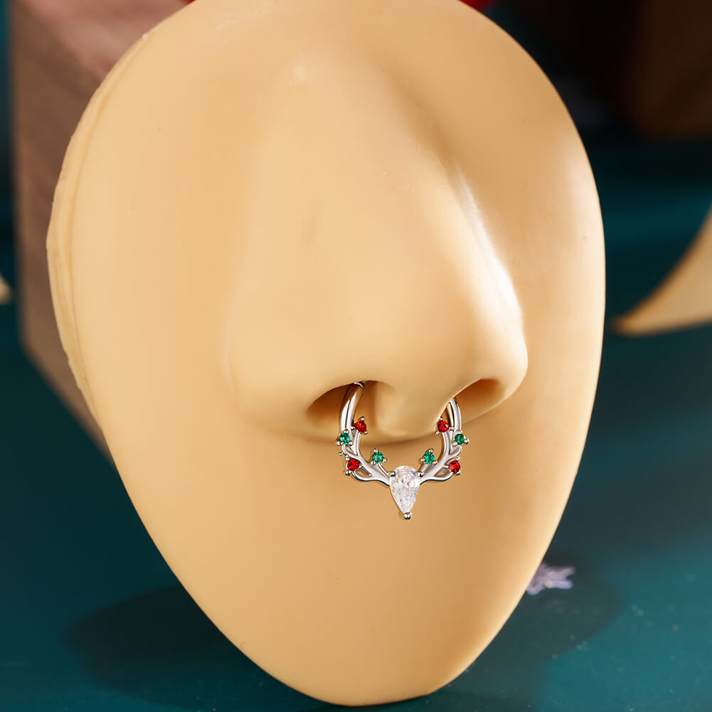 colorful gemstone septum piercing