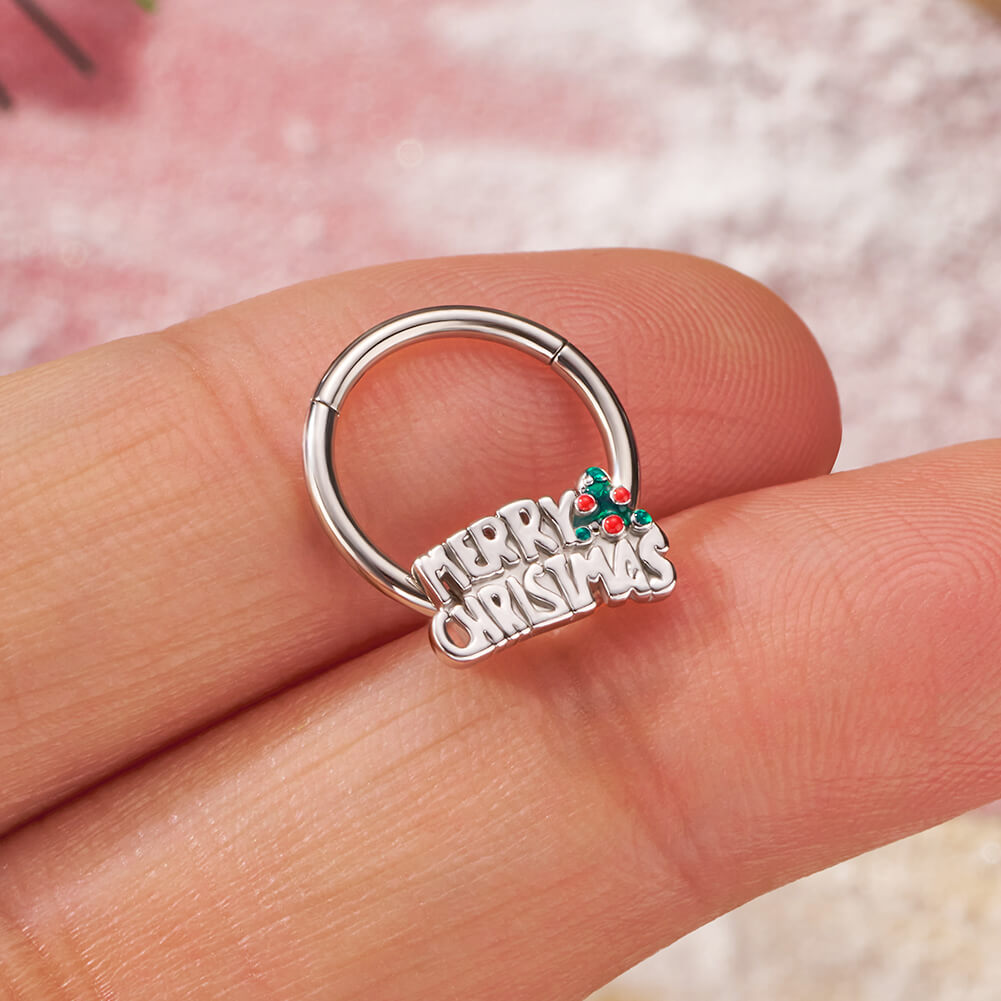 letter christmas themed septum jewelry