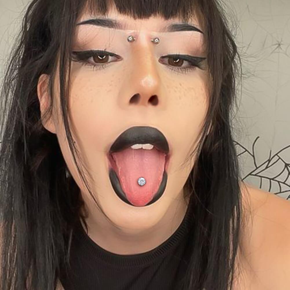 diamond tongue piercing