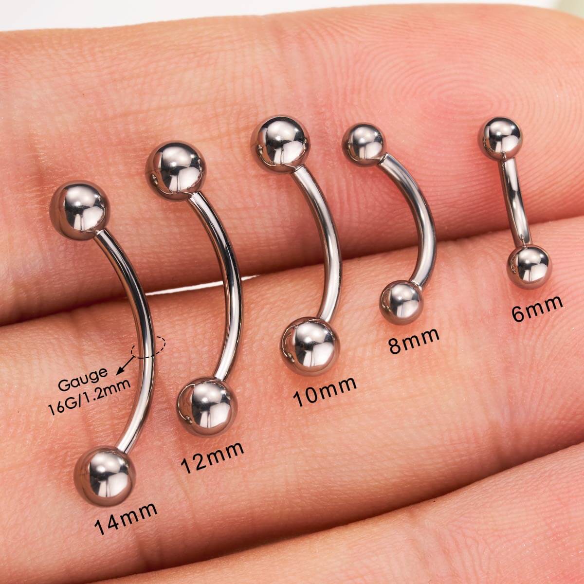 Curved Barbell 10mm Rook Piercing Nose Piercing 1Pc Eyebrow