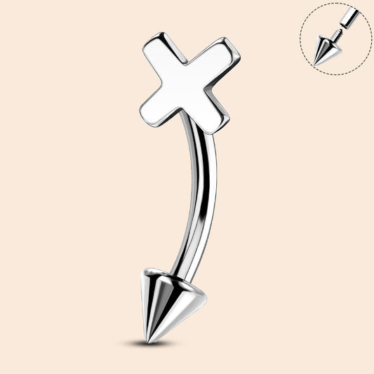 oufer cross eyebrow ring