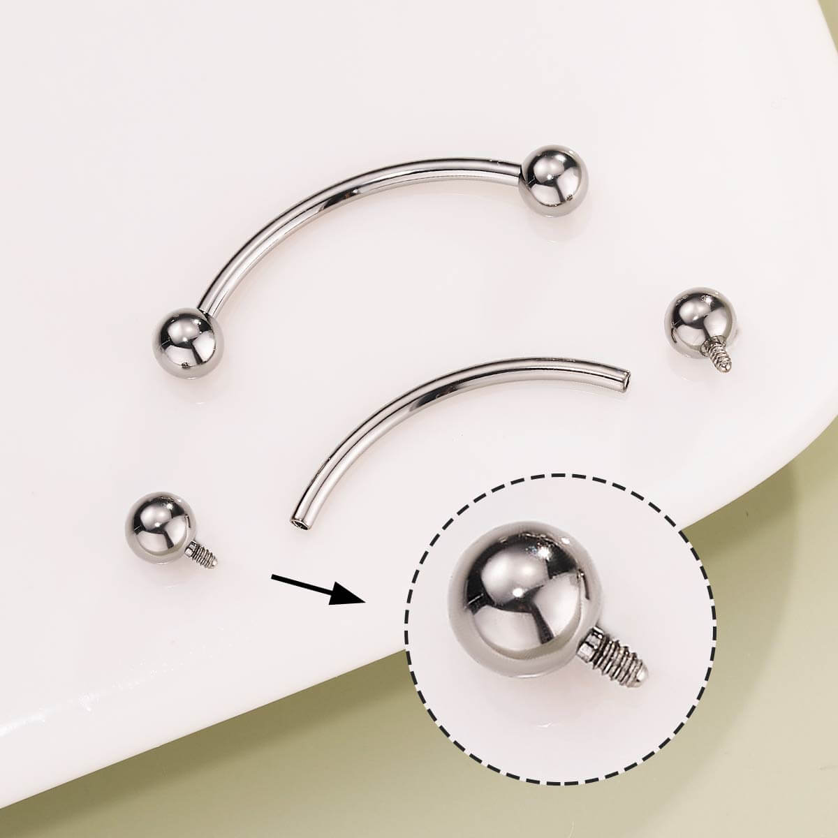 18G 2PCS Internally Threaded Titanium Eyebrow Barbell