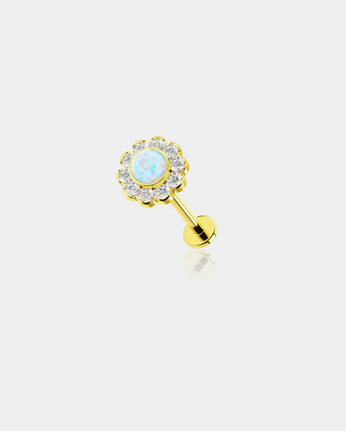 Synthetic Opal Internally Threaded Titanium Labret Stud